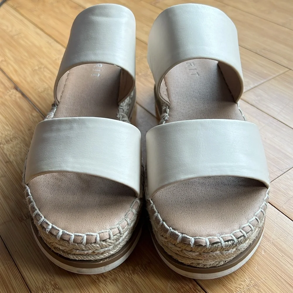 Esprit Katalina Beige Double Strap Espadrille Wedge Platform Shoe Sole Size 9